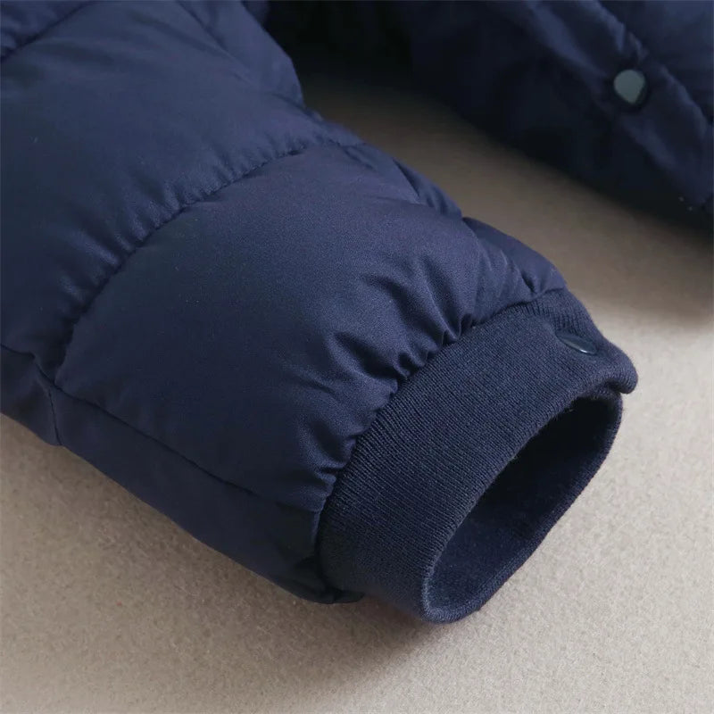 Winter Neue Baby Strampler Jungen Mädchen Patchwork Dicke Plus Samt Overalls Winddicht Mit Kapuze Overalls Schneeanzug Ein Stück Body.