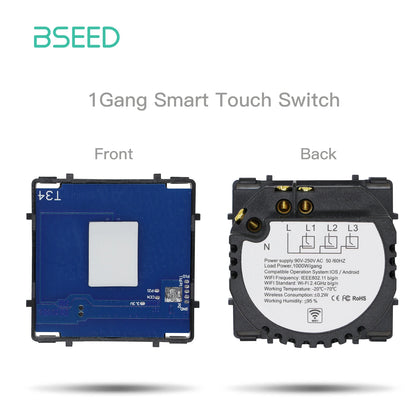 BSEED Smart Touch Schalter Funktion Schlüssel 1/2/3Gang 1/2/3Way WIFI Licht Schalter Basis DIY Teile Smart App Steuerung Neutral Erforderlich.