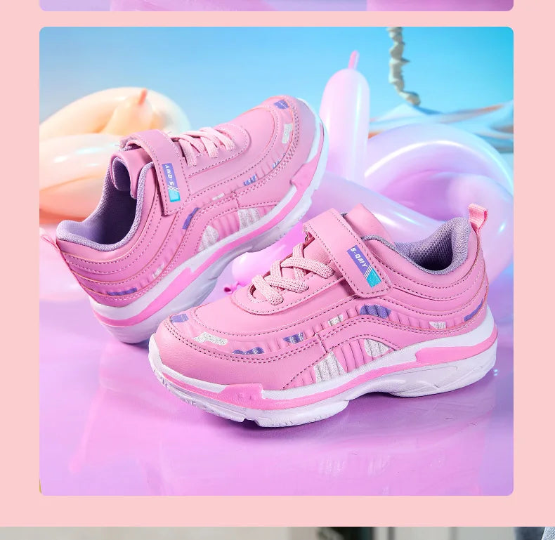 Girls Sport Shoes Waterproof Running Kids Sneakers Casual Leather Pink Breathable Fashion Antislip Lightweight Children Shoes