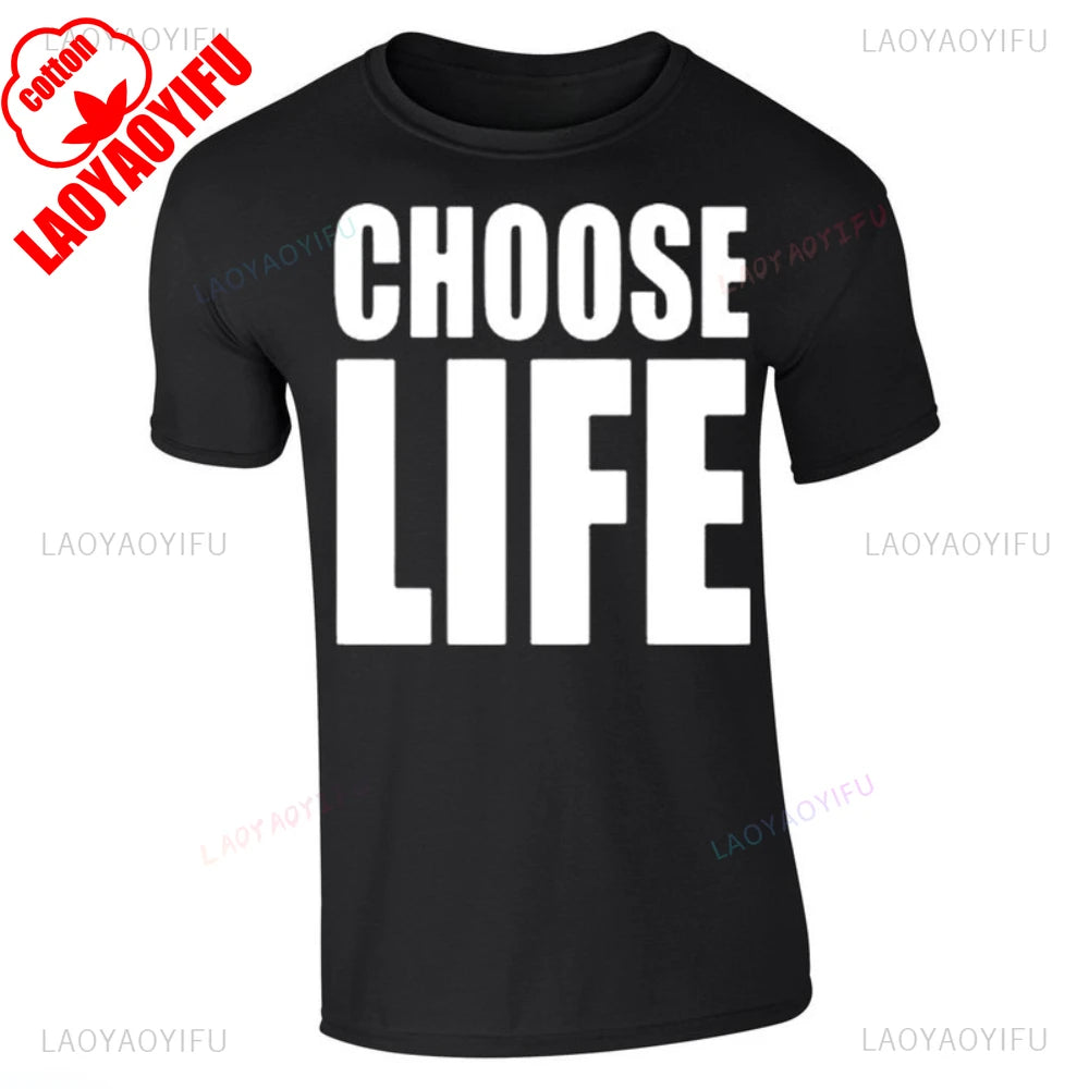 Choose Life Wham Retro 80s 80's Simple Letters T Shirt Woman Man Summer Music Festival High Quality Cotton Printed T-shirt.