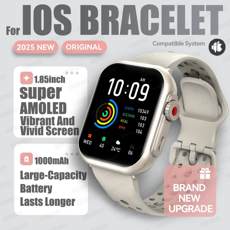 2025 New For Huawei Xiaomi Smart Watch Men Women 1.85-Inch HD AMOLED Full Touch Screen IP68 Waterproof Bluetooth Call SmartWatch