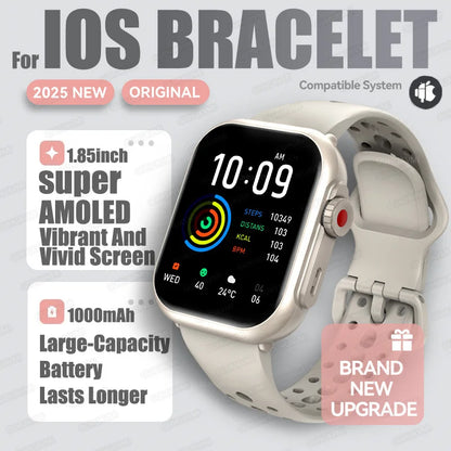 2025 New For Huawei Xiaomi Smart Watch Men Women 1.85-Inch HD AMOLED Full Touch Screen IP68 Waterproof Bluetooth Call SmartWatch