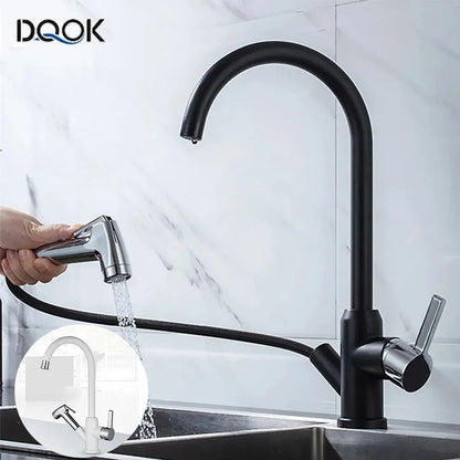 Brushed Nickel Kitchen Faucet Flexible Pull Out Nozzle Kitchen Sink Mixer Tap Stream Sprayer Head Deck Black Hot Cold Water Taps