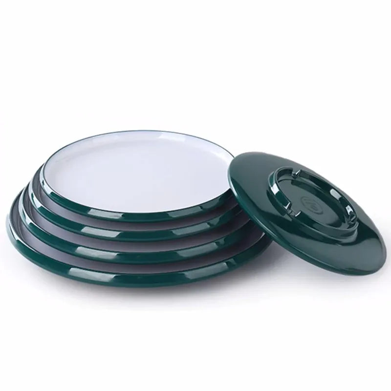 1Pc Commercial Melamine Tableware Household Plastic Dinner Plates Round Barbecue Salad Dishes Plate Kitchen Accessories.