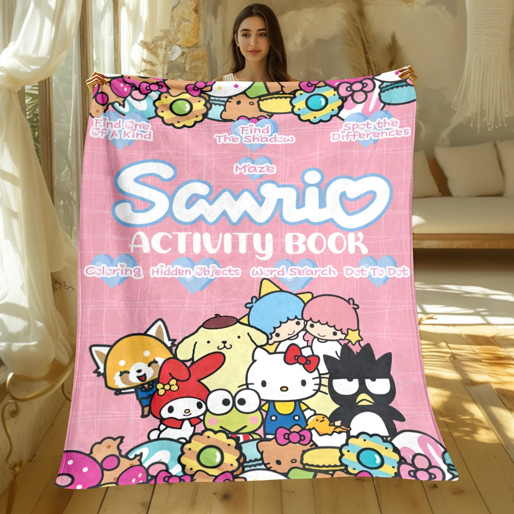 Sanrio HelloKitty Cute HD Printed Flannel Thin Blanket.Four Season Blanket.for Sofa,beds,living Rooms,travel Picnic Blanket Gift.