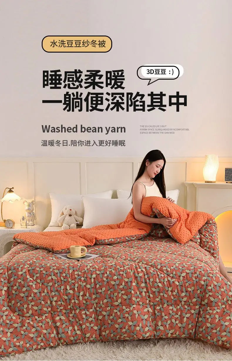 Thickened warm Doudou quilt spring and autumn quilt winter velvet thickened washed Doudou yarn double quilt core.