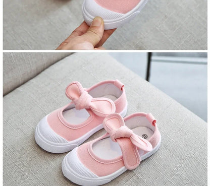 Korean Style Fashion Children Fashion Girls Canvas Shoes Versatile Bow Baby Kids Casual Shoes Simple Classic Candy Color Bowtie.
