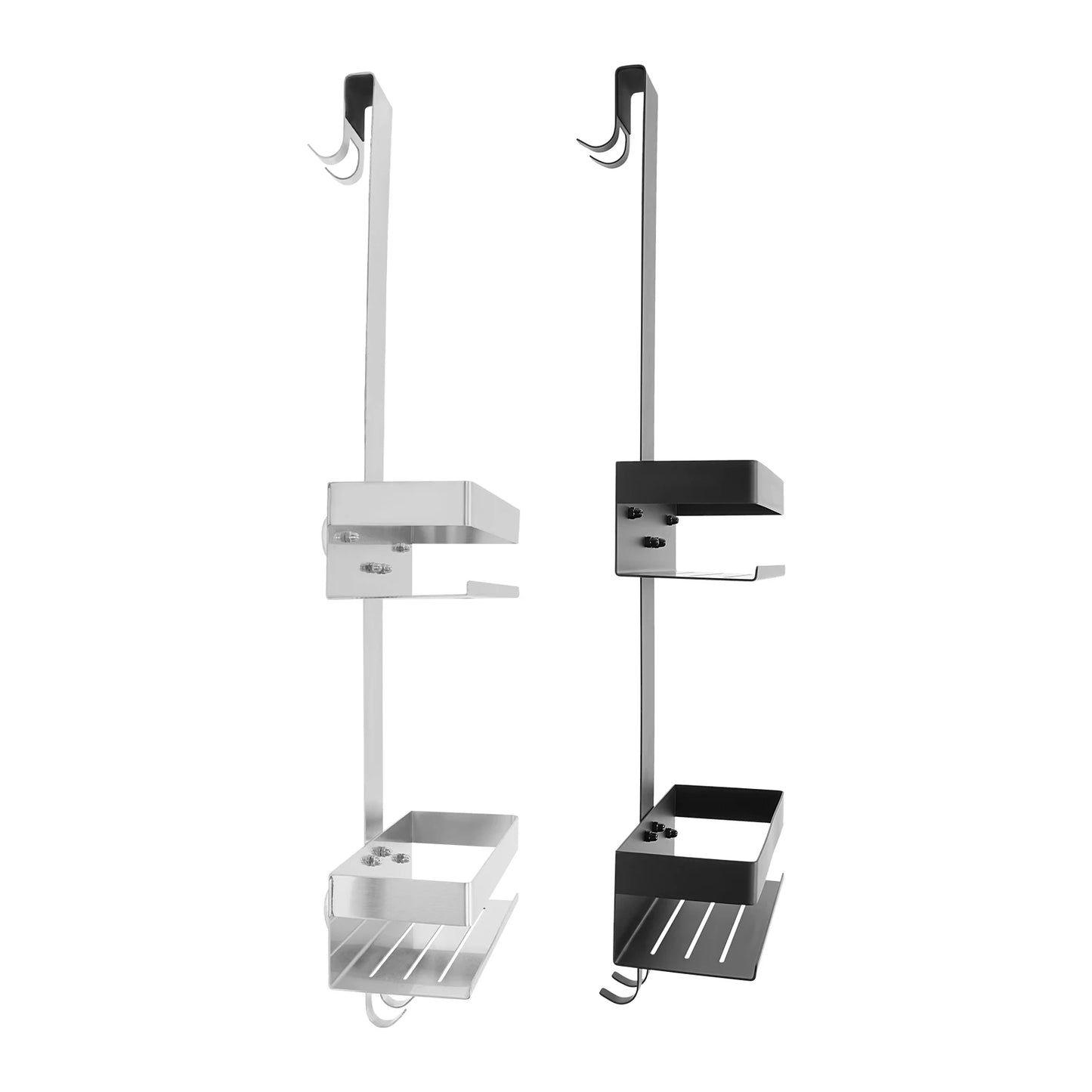 Schwarz/Silber 2-stufiges modernes weißes Badezimmerregal, Badezimmer-Organizer aus Edelstahl, geeignet für Badezimmer, Küche, Wohnzimmer