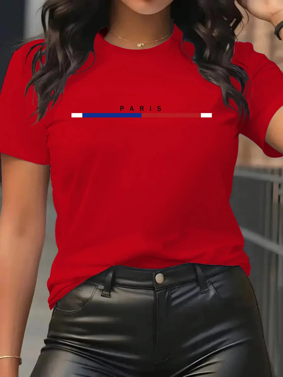 Women's T-shirt 100% Cotton Paris Fashion Short sleeved Top Loose Plus Size Shirt Short Sleeves Women TeeCotton Woman Tshirts.