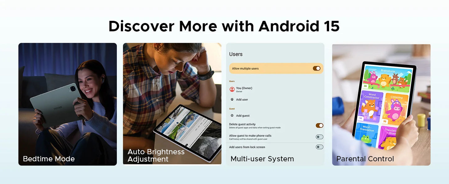 Global Version Doogee Tab E3 Tablet Pc Android 15 Gemini Ai 11-Inch Ultra-Clear 32Gb(8+24) 256Gb Helio G100 8800Mah Battery Tablet