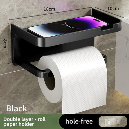 1 Stück wandmontiertes Aufbewahrungsregal, Toilettenpapierhalter, No-Punch Roll Organizer – Badezimmer-Aufbewahrungszubehör