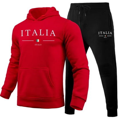 Italy Fashion Men's Sportswear 2pcs Set Hoodies&Sweatpants High Quality Male Daily Casual Sports Jogging Suit Winter Gym Outfits.