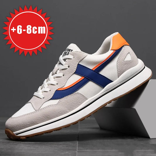 High Quality Flat/6/8 Cm Men Elevator Sneakers Summer Casual Trainers Height Increase Shoes Mesh Student Running Men Lift Shoes.