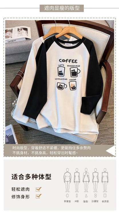 175kg plus size Damen büste Frühling Herbst lockeres Oberteil Rundhals bedrucktes Langarm-Sweatshirt 4xl 5xl 6xl 7xl 8xl 9xl.