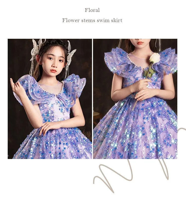 Elegante Mädchen Prinzessin Geburtstag Party Blumenmädchen Hochzeit Schönheit Kleid Kinder Leistung Weiß Rosa Tutu für formelle Anlässe.