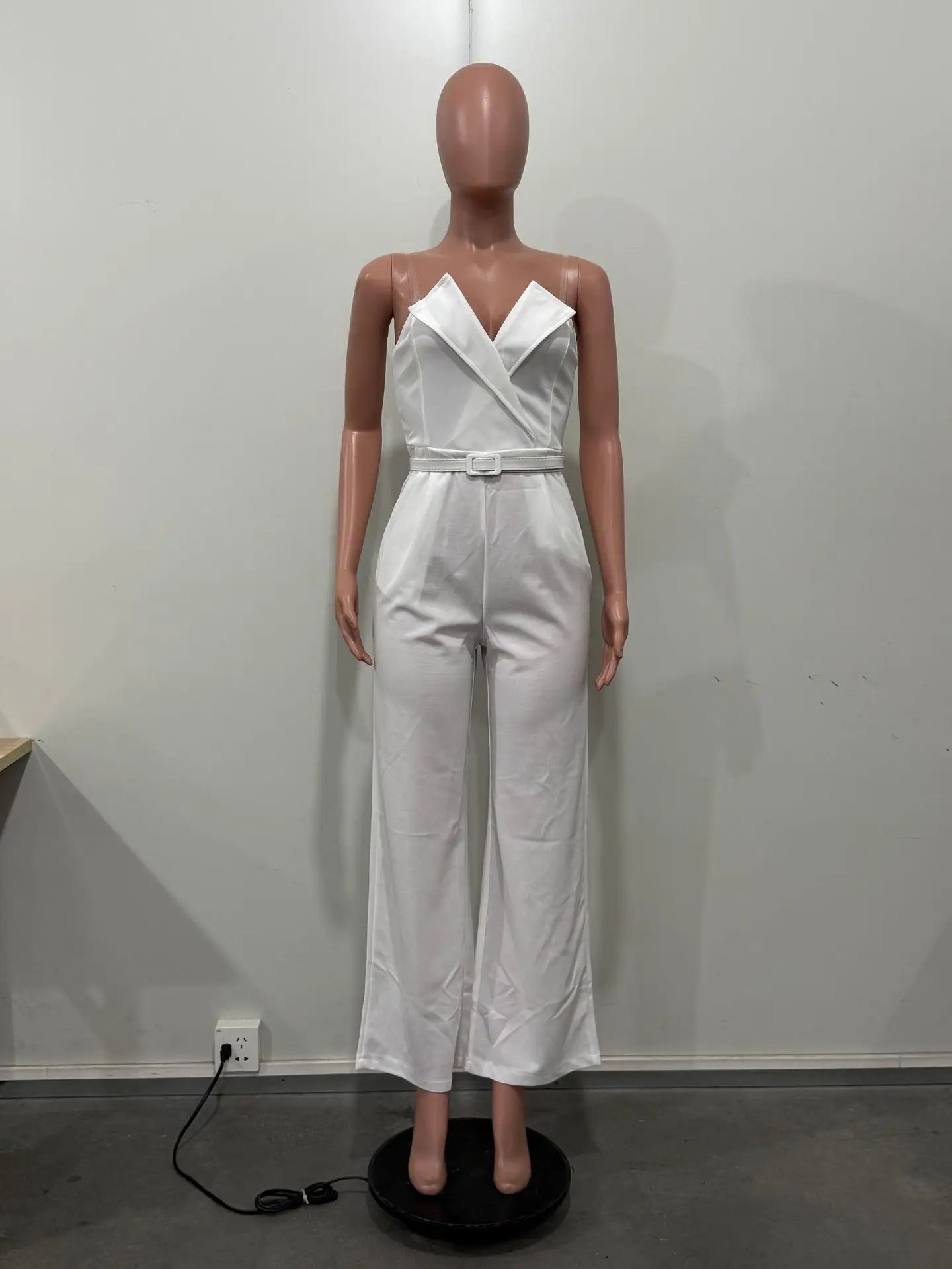 CM.YAYA Women Wide Leg Strapless V-neck Sleeveless Jumpsuits 2025 Summer OL Beach Night Club Party Street One Piece Suit Romper.