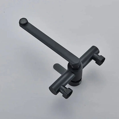 Kitchen Faucets Stainless Steel Wall Mounted Dual Hole Bathroom 360 Rotate Basin Faucet Cold Hot Water Mixer Taps With spray gun