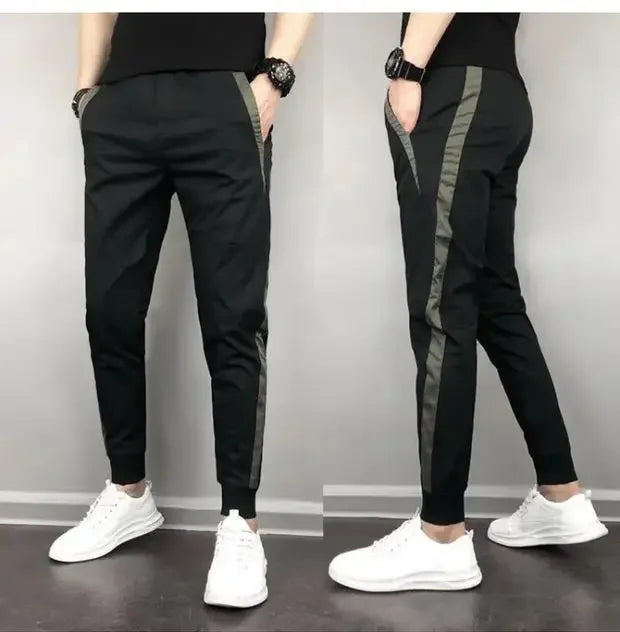 2023 Summer Men's Slim Fit Harajuku Style Lightweight Harem Pants Casual Trendy Korean Version Nine Point Length Mens Pants.