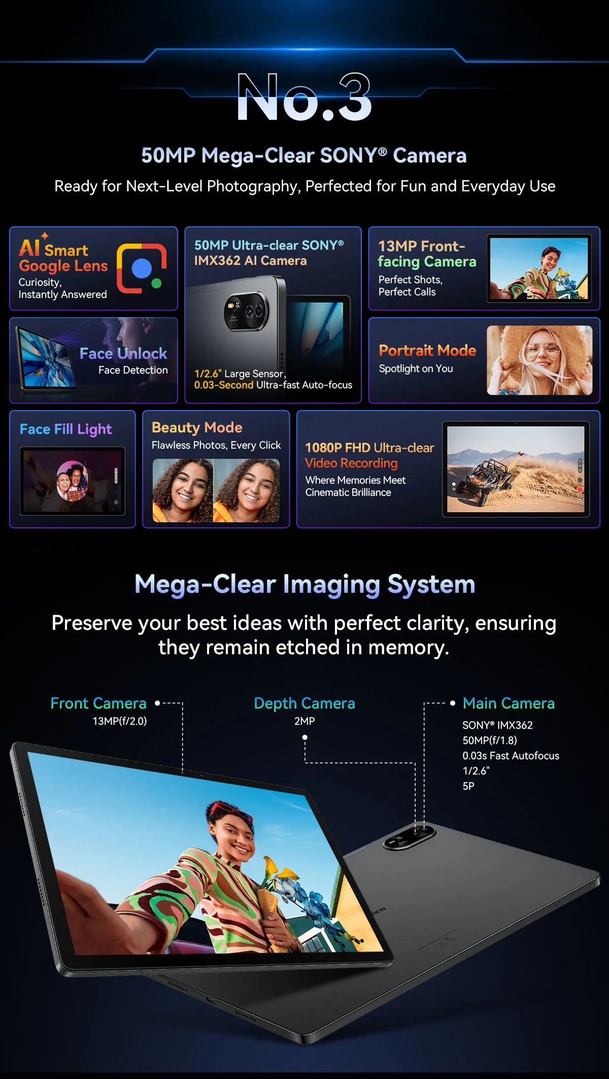 Blackview MEGA 8 Tablet 13‘’ 2K FHD Display, Octa Core T620 Android 15, 12GB RAM, 512GB ROM, 50MP + 13MP Camera, 11000 mAh