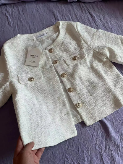 Frühling und Herbst Koreanische Mäntel Frauen Jacke Neue Französisch Wolle Tweed Mantel Mode High-end-Gold Taste Kurze Schlanke temperament.