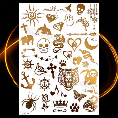1PC Summer Style Men Women Body Art Gold Metallic Tattoo Sticker HYS-101 Chain Bracelet Fake Jewelry Waterproof Temporary Tattoo