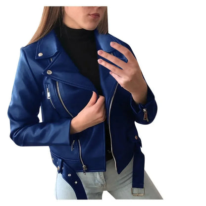 Damen Ledermantel Damen Kurz Slim-Fit Neue Biker Lederjacke Winter Herbst Lederjacken Mäntel.
