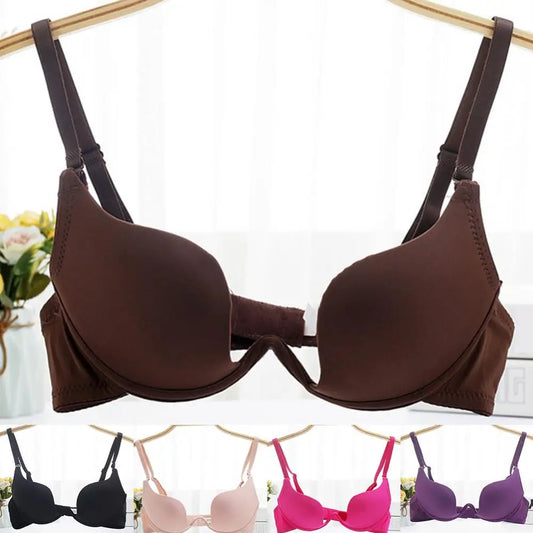 Women Girl Sexy Underwear No Steel Ring Solid Color Padded Bra Comfortable Upper Support Push-Up Bra Women Beauty Back Bra.