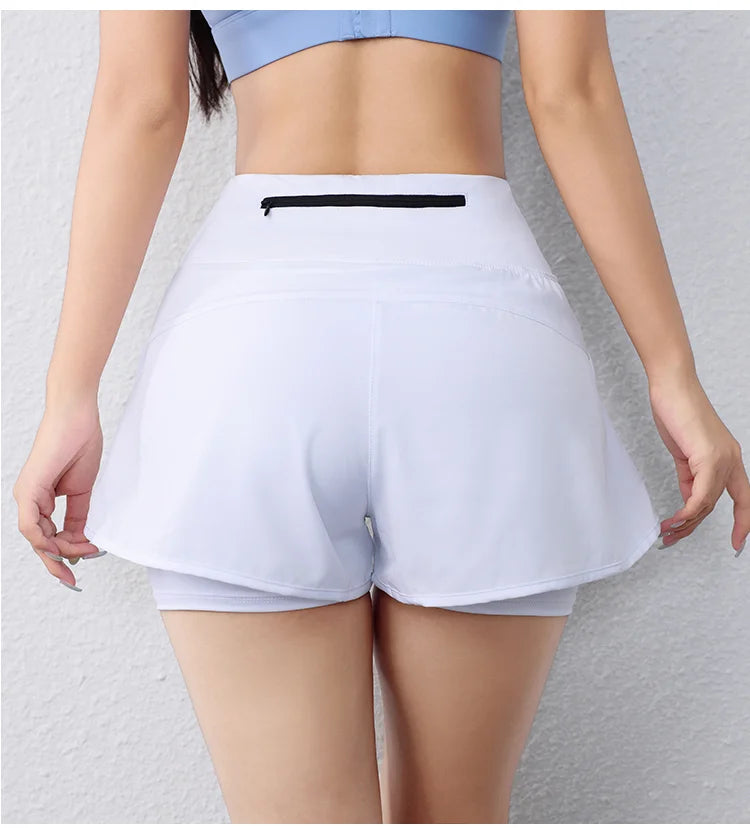 quick-drying women's running shorts sports layer elastic waist active sports shorts with pockets yoga shorts.