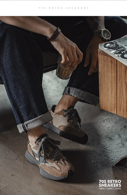 Maden Frühling Vintage Dickbesohlte Patchwork Schwarze Sneakers Lässige atmungsaktive Joggingschuhe Low-Top-Schnürschuhe Sportliche Sommerschuhe