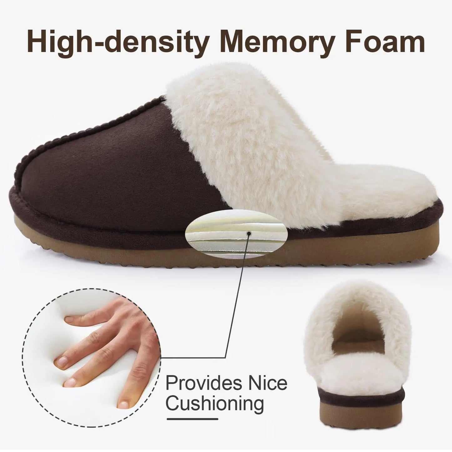 Kidmi Winter Men Plush Slippers Suede Fuzzy Soft Fluffy Collar Lining Men Slippers Indoor Warm Furry Fur House Flat Men Shoes.