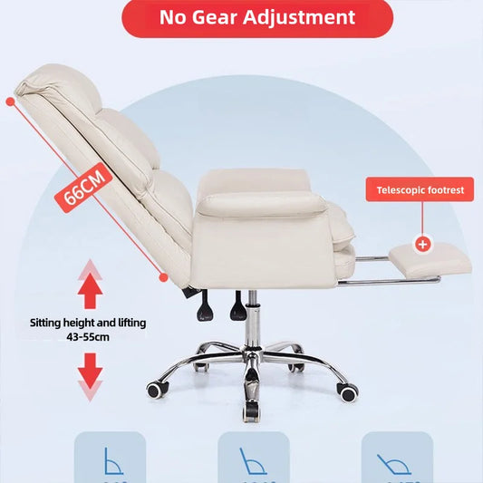 Boss Computerstuhl, Heimbüro, Computersofa, hohe Rückenlehne, PU-Leder, ergonomischer drehbarer Sitz für Zuhause, Arbeitszimmer, Rückenlehne