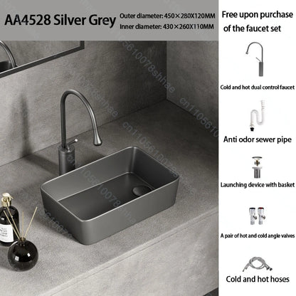 Luxuriöses Keramikgefäßwaschbecken, quadratisches Badezimmerwaschbecken, Arbeitsplatte, Kunstwaschbecken für Waschtischplatte, Keramik-Badezimmerwaschbecken für den Heimgebrauch