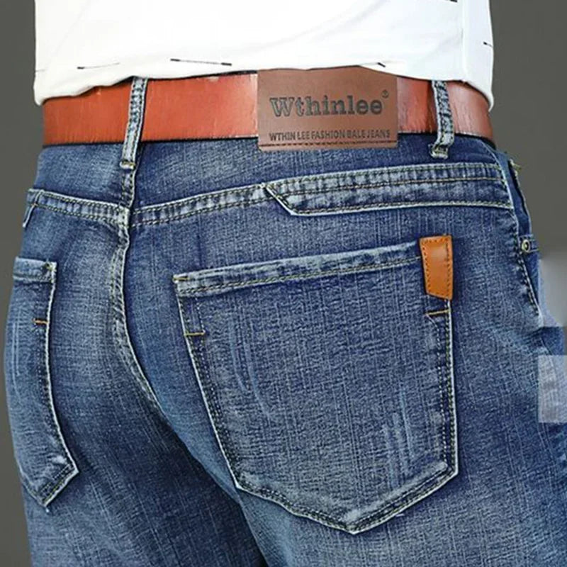 Luxury Men High Quality Pants Clothing Men Classic Business Casual Jeans 2025 New Male Fashion Blue Slim Stretch Denim Trousers.