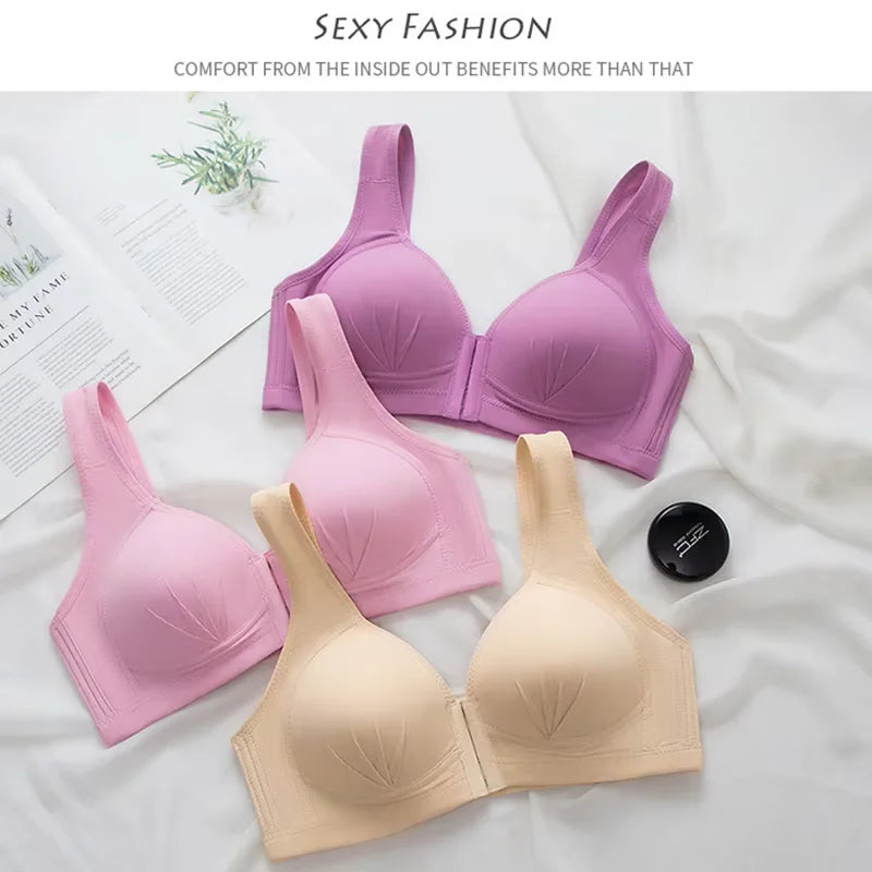 Push Up Front Button Bra without Steel Ring Women's Bra Front Open Full Support Bralette Lift Up Brassiere Shockproof Underwear.