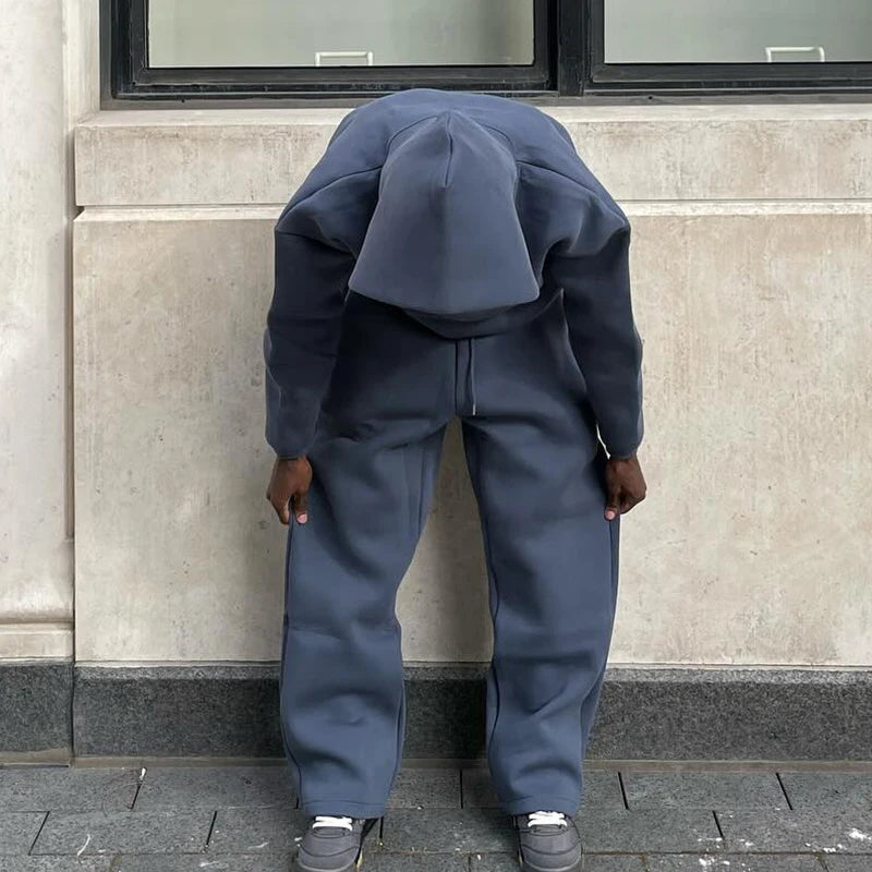 High Street Gothic Einfarbig Sweatshirt Anzug Punk Harajuku Vintage Hip Hop Rock Tasche Casual Streetwear Y2K männer Jogginghose