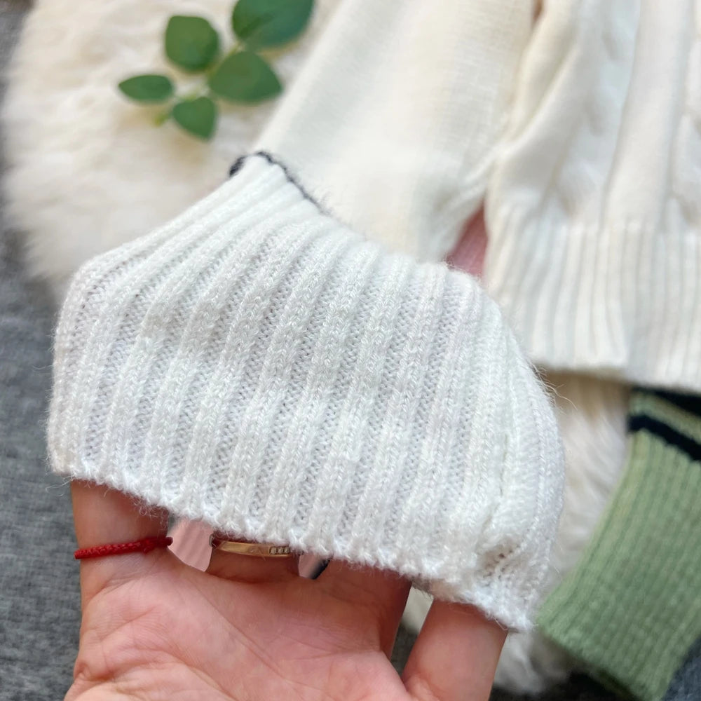 YuooMuoo Chic Fashion Knitted Tops 2025 Autumn Winter Y2K Embroidery Long Sleeve Lady Pullover Sweaters Streetwear Female Shirts.