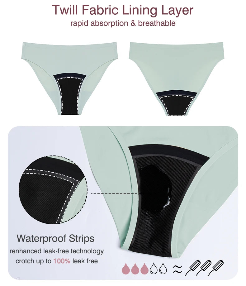 Seamless Menstrual Period Panties 4- Layer Leakproof Protection Women Period Panties Heavy Absorbency Breathable Reusable.