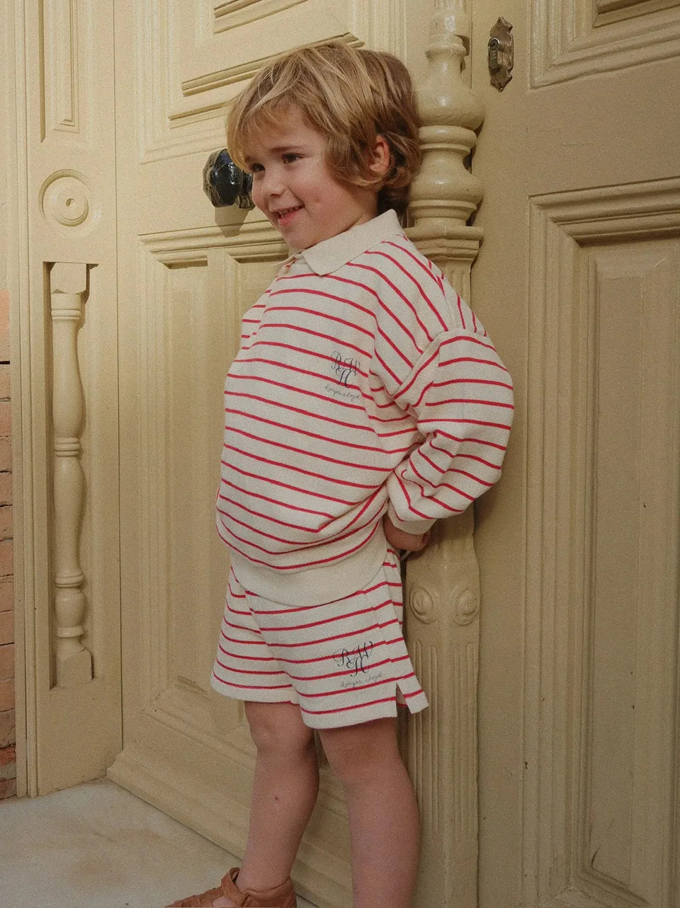 Konges Slojd Autumn Baby Boys Cotton Loose Sweatshirts Shorts Suits Kids Clothes Girls Casual Printed Striped Hoodies Tops Sets