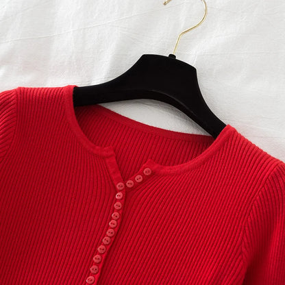 2026 weibliche Casual Tops Pullover Frauen Herbst Winter Gestrickte Dünne Pullover Feste Taste Volle Hülse V-ausschnitt Pullover