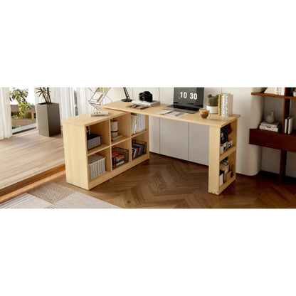 140 x 104 x 75 cm großer multifunktionaler Büroschreibtisch, sechsfacher Aufbewahrungsschrank + Regal, perforierte Platte + Regal, langlebige, austauschbare Form