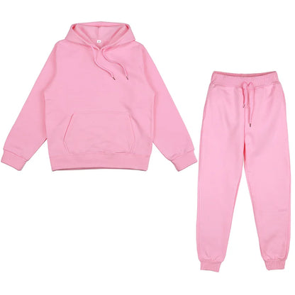 2021 new Women Elegant Solid Sets For Women Warm Hoodie Sweatshirts And Long Pant Fashion Two Piece Sets Ladies