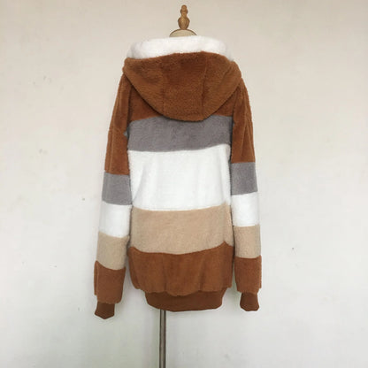 Übergroße Jacke für Frauen 2023 Neue Herbst Winter Warme Plüsch Tasche Mit Kapuze Streetwear Lose Dame Oberbekleidung Mantel Roupas Feminina