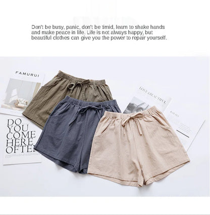Summer Cotton Linen Shorts Women High Waist Oversize Shorts Short Pants Women Fashion Casual Sports Shorts Female S-XL.
