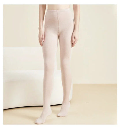 Women's Autumn and Winter Mulberry Silk Blend Tights Slim High Waist Skinny Anti-Hook Thick Warm Leggings Tights Stockings.