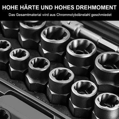 [EU-Lager] 14-teiliges Steckschlüsselset, Schlagschrauben-Mutterentferner-Set, Cr-Mo-Stahl-Schraubenausdreher-Werkzeugset für industrielle Schlagschrauben und Muttern