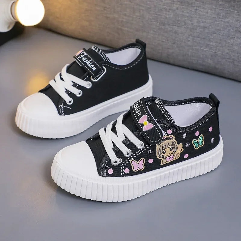 Children High top Canvas Sports Shoes Girls Lightweight Running Board Shoes New Kids Soft Bottom Non Slip Breathable Sneakers.