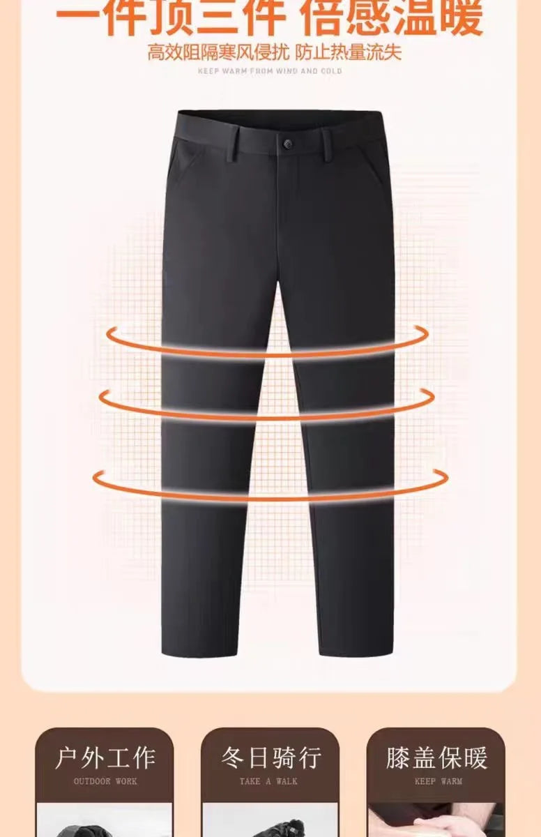 Men's Winter 90% Goose Down Pants with Knee Protection Graphene Thermal Casual Down Trousers Man pantalones hombre PT-599.