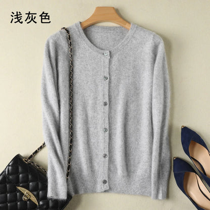 Women Cardigan Large Size Warm Pure Mink Cashmere Sweaters O-neck Loose Coat Female Sweater Ladies' Jacket Solid Knit Cardigans