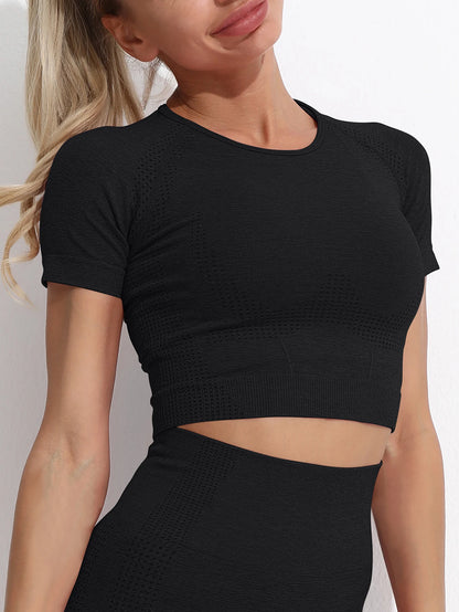Women Seamless Yoga T-Shirt Fitness Crop Top Workout Gym Shirts Short Sleeve Quick-drying Yoga T-shirts Sportswear Female.