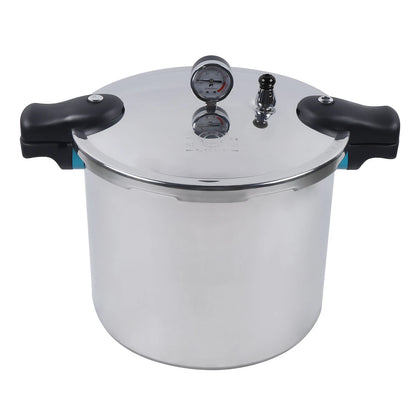 23qt Thick Explosion-Proof Pressure Cooker With Aluminum Pressure Gauge Release Valve.